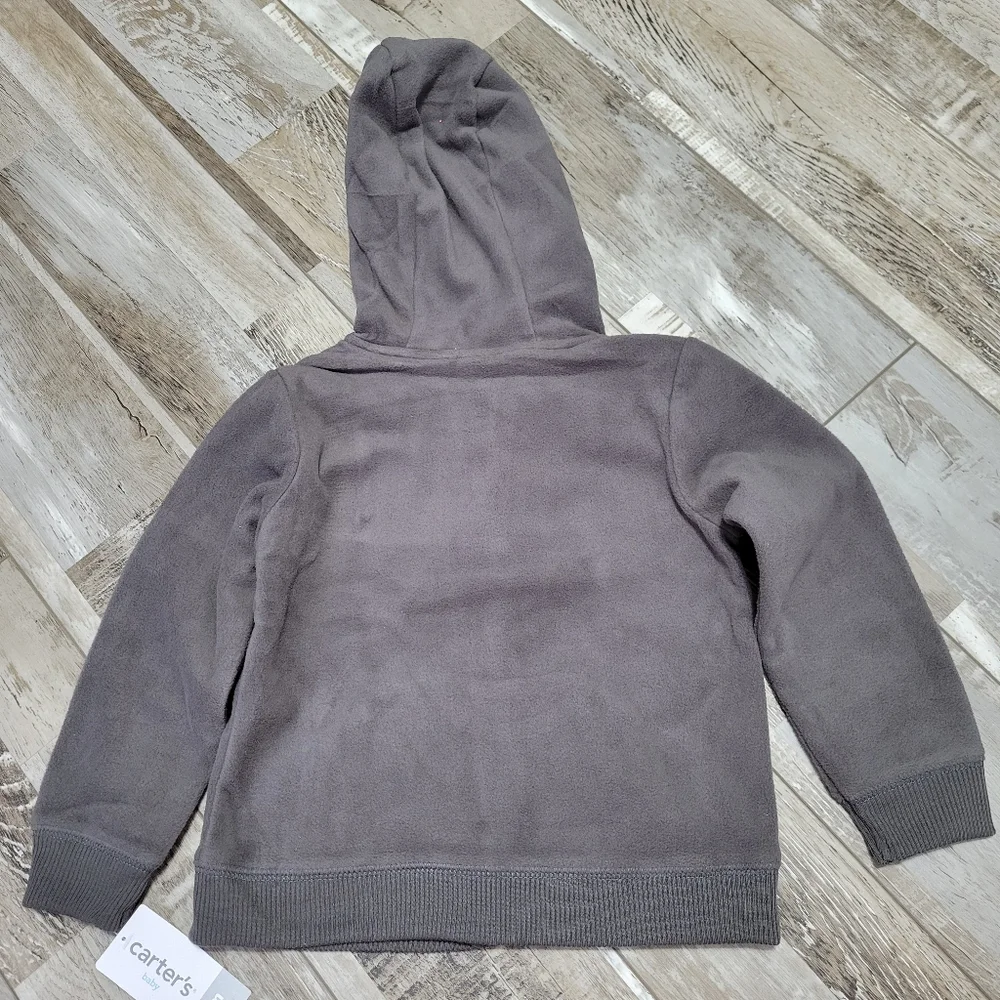 New Carter's Baby Micro Fleece Gray Penguin Zip Up Hoodie Size 24M
